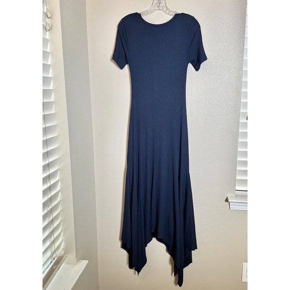 A.L.C.Revolve‎ Reva Twist-Front Short-Sleeve Rib-Knit  Asymmetrical Navy Small - Picture 11 of 11